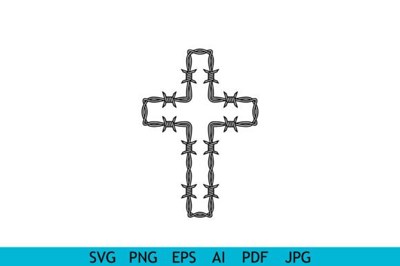 Barbed Wire Cross Faith Design: A Bold Statement for Embroidery Projects