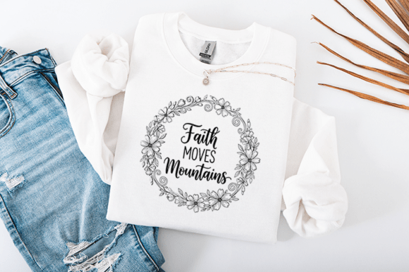 Faith Moves Mountains Wreath: A Typography Embroidery Design for Real Projects